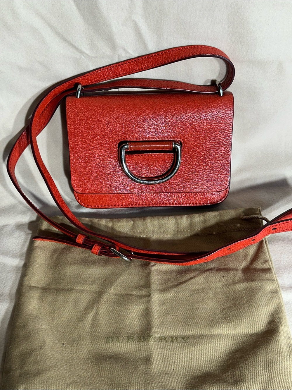 Burberry Orange-Red Leather D-Ring Crossbody Bag